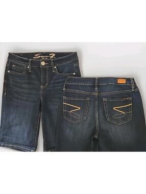 Seven7 Women's Size 4 Jean Shorts Bermuda Lot Of 2 Blue Denim